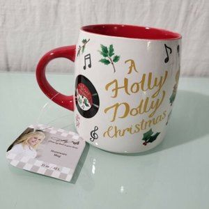 Dolly Parton "A Holly Dolly Christmas" Novelty Coffee Mug Stoneware 21 oz record